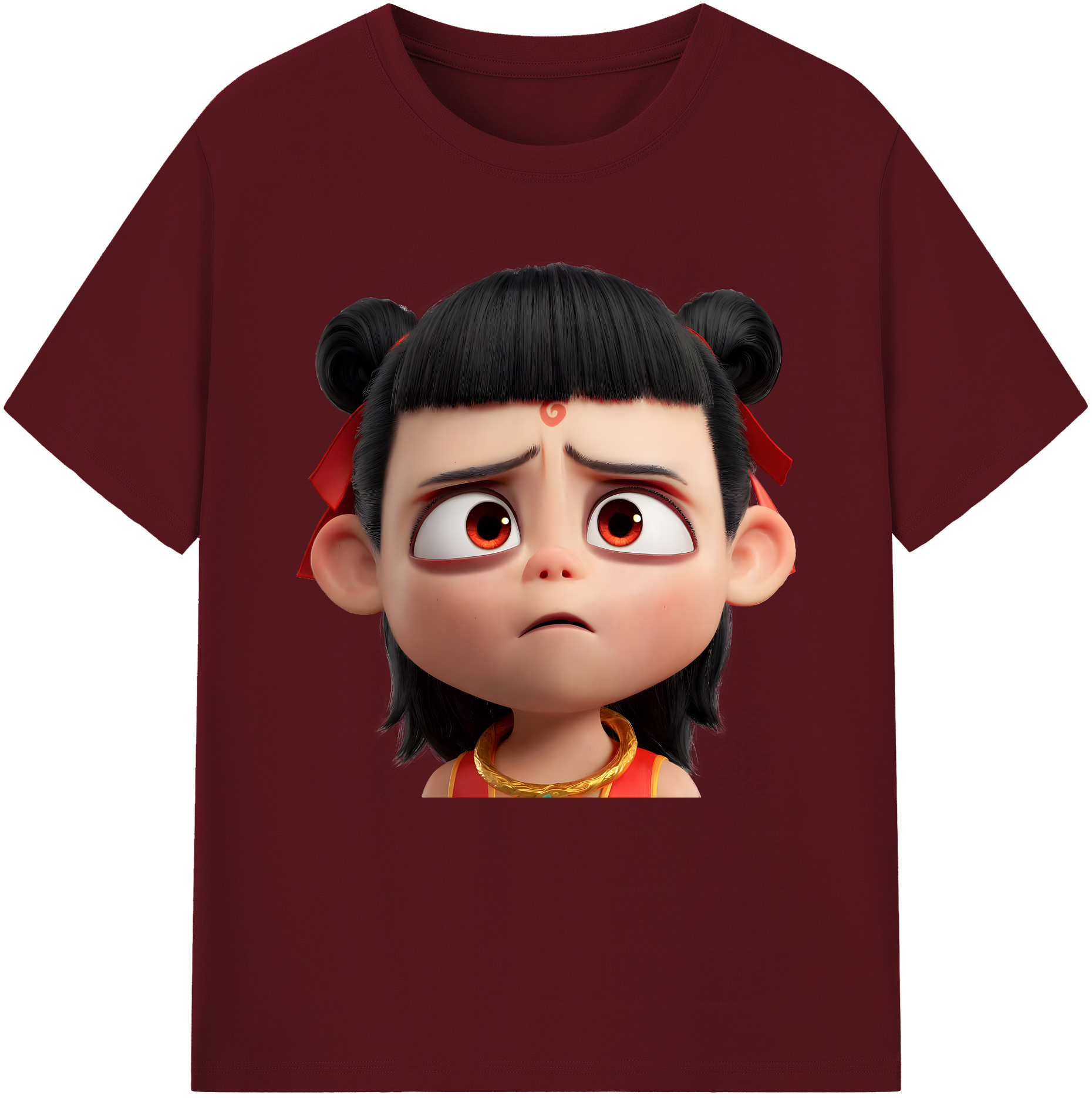 （画像用） Ne Zha 2 ナタ 魔童の大暴れ 綿100％半袖Tシャツ（フロントプリント）